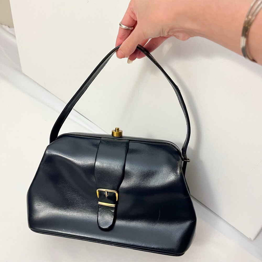 Vintage 50s 60s Elite Handbags Big Buckle Structured Clasp Evening MCM Purse